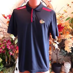 REEBOK, PLAYDRY, Blackhawks, Center Ice Polo, Size Medium